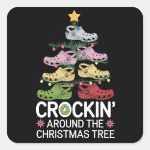 Crockin' Around The Christmas Tree Square Sticker