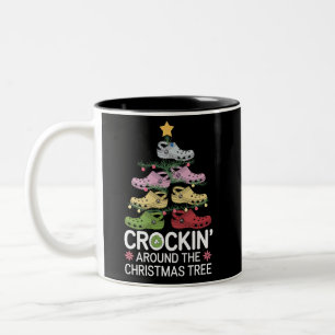 Crockin' Around The Christmas Tree Two-Tone Coffee Mug