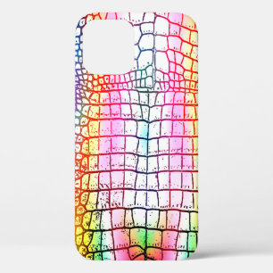 Crocodile abstract pattern, colourful pattern iPhone 12 case