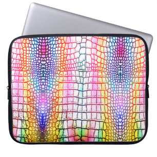 Crocodile abstract pattern, colourful pattern laptop sleeve