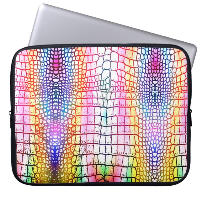 Crocodile abstract pattern, colourful pattern laptop sleeve (Front)