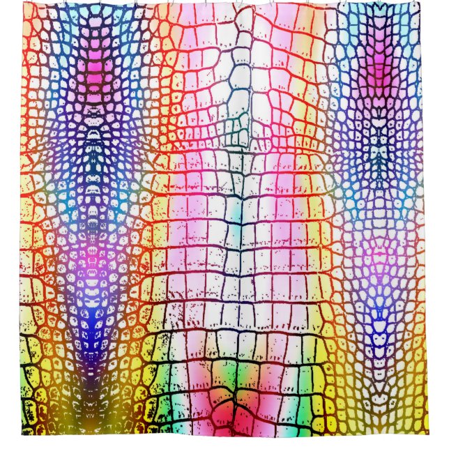 Crocodile abstract pattern, colourful pattern shower curtain (Front)