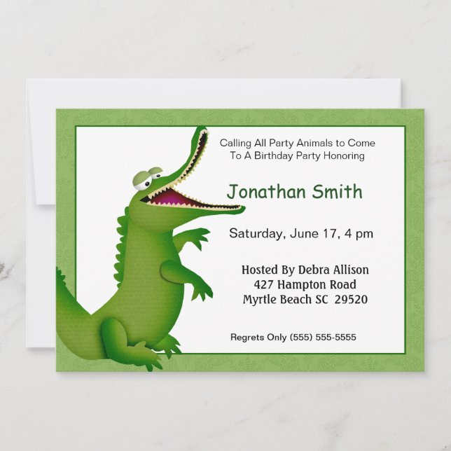 Crocodile/Alligator Birthday Invitation (Front)