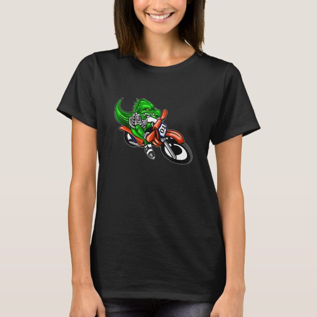 Crocodile Alligator Dirt Bike Motorcycle Biker Mot T-Shirt (Front)