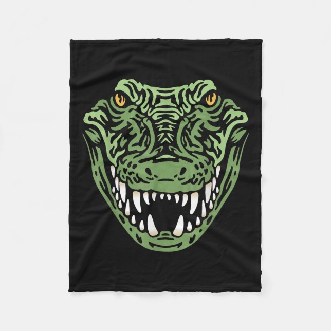 Crocodile Alligator Face Crocodiles Gator  Fleece Blanket (Front)