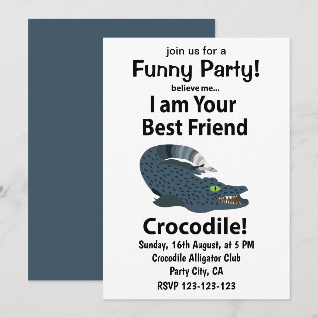 Crocodile Alligator Funny Crocodile Invitation (Front/Back)