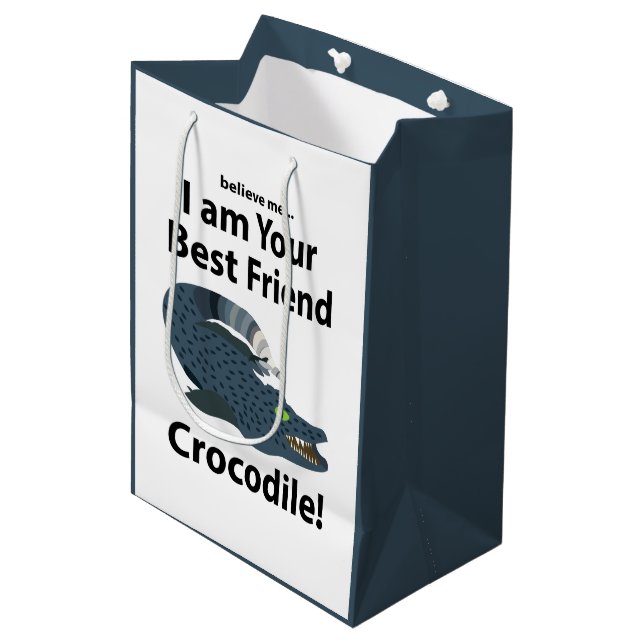 Crocodile Alligator Funny Crocodile Medium Gift Bag (Front Angled)