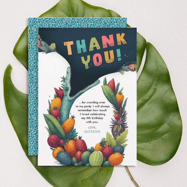 Crocodile Alligator Tropical Wild Birthday Thank  Thank You Card (Creator Uploaded)