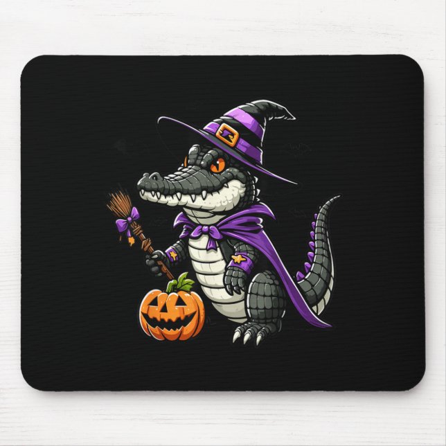 Crocodile Alligator Witch Hat Costume Spooky Mouse Pad (Front)