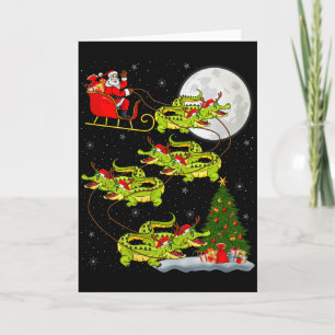 Crocodile Alligators Santa Sleigh Flying Funny Chr Card