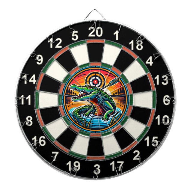 Crocodile and Lake Target Circle Dartboard (Front)