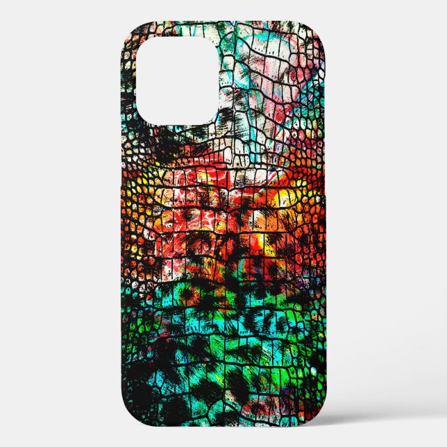 Crocodile and leopard pattern with colourful abstr Case-Mate iPhone case (Back)