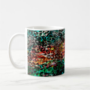 Crocodile and leopard pattern with colourful abstr coffee mug