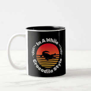 crocodile animal alligators silhouette reptile Two-Tone coffee mug