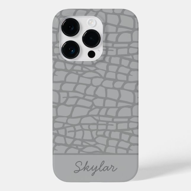 Crocodile Animal Print Custom Cursive Name Case-Mate iPhone Case (Back)