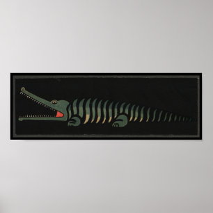 Crocodile - Antiquarian Colourful Book Poster