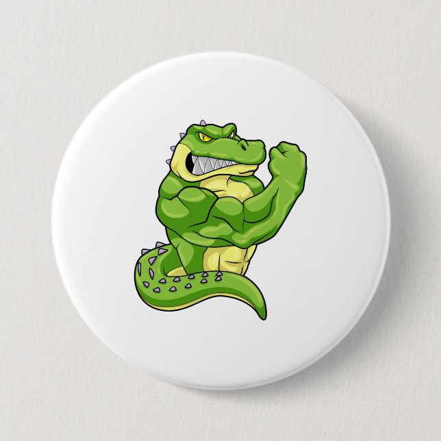 Crocodile as Bodybuilder & big Muscles 7.5 Cm Round Badge (Front)