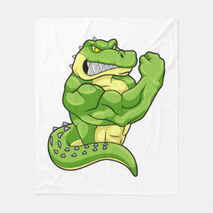 Crocodile as Bodybuilder & big Muscles Fleece Blanket