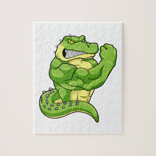 Crocodile as Bodybuilder & big Muscles Jigsaw Puzzle (Vertical)