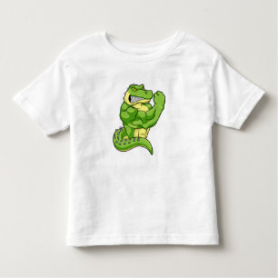 Crocodile as Bodybuilder & big Muscles Toddler T-Shirt