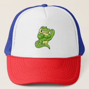 Crocodile as Bodybuilder & big Muscles Trucker Hat