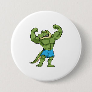 Crocodile as Bodybuilder extreme 7.5 Cm Round Badge