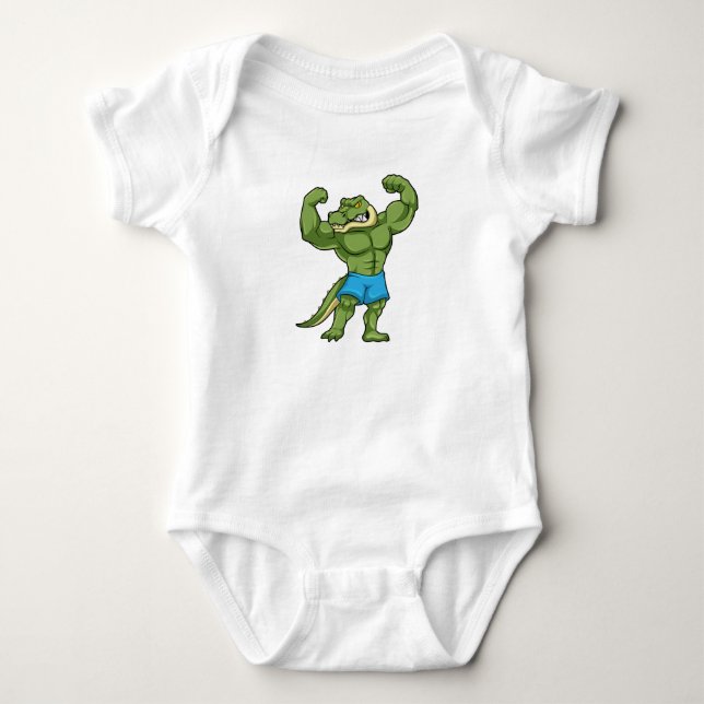 Crocodile as Bodybuilder extreme Baby Bodysuit (Front)