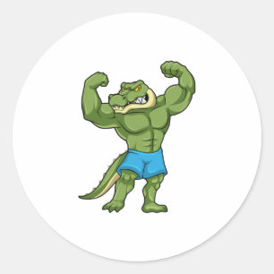 Crocodile as Bodybuilder extreme Classic Round Sticker