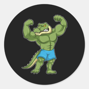 Crocodile as Bodybuilder extreme Classic Round Sticker
