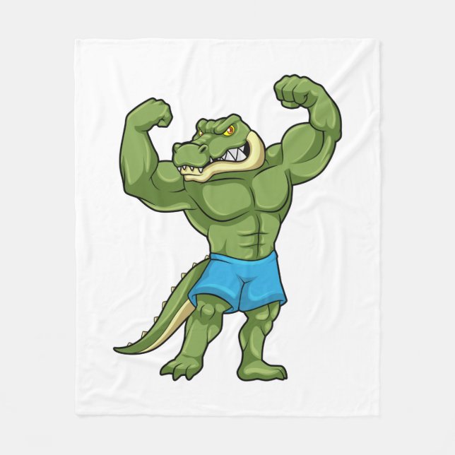 Crocodile as Bodybuilder extreme Fleece Blanket (Front)