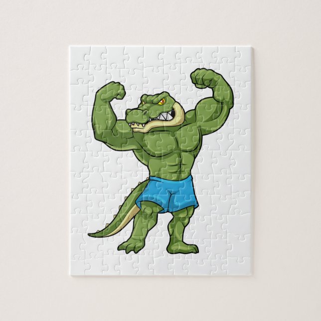 Crocodile as Bodybuilder extreme Jigsaw Puzzle (Vertical)