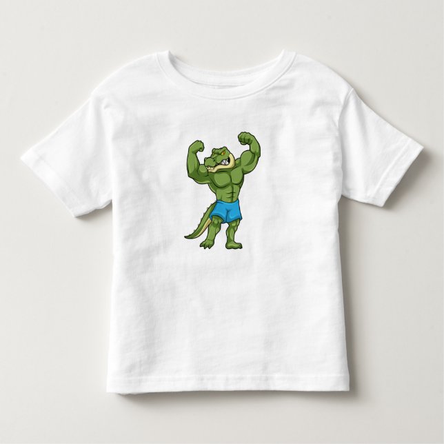 Crocodile as Bodybuilder extreme Toddler T-Shirt (Front)