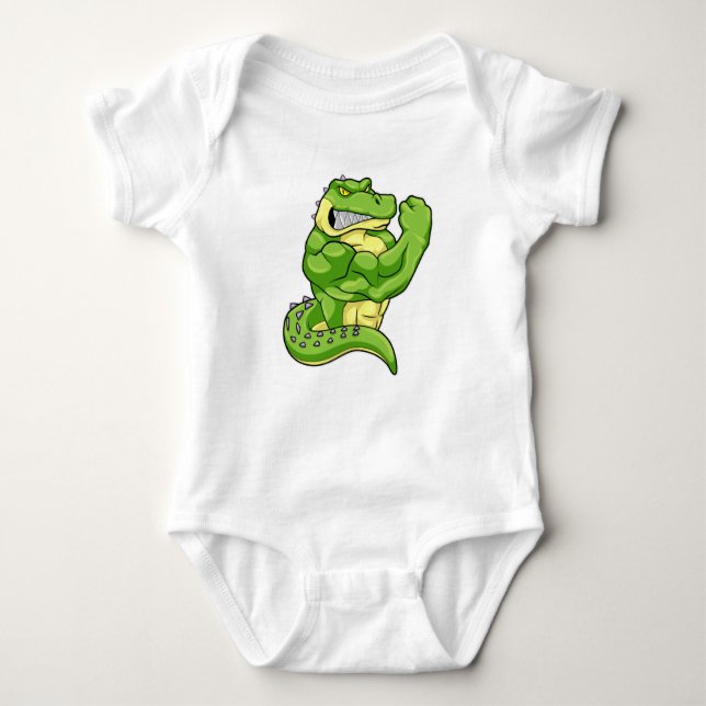 Crocodile as Bodybuilder with big Muscles Baby Bodysuit (Front)