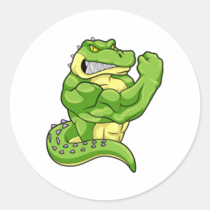 Crocodile as Bodybuilder with big Muscles Classic Round Sticker