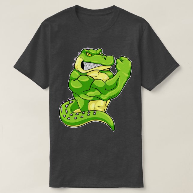 Crocodile as Bodybuilder with big Muscles T-Shirt (Design Front)