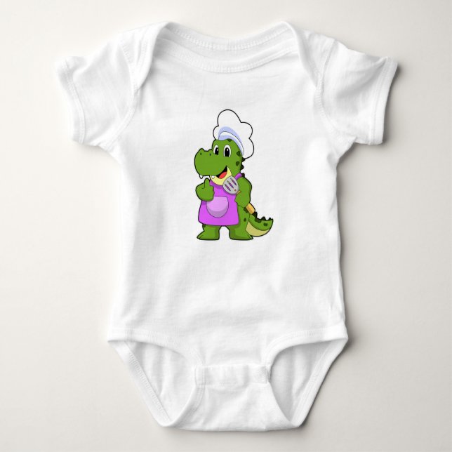 Crocodile as Cook with Spatula Baby Bodysuit (Front)