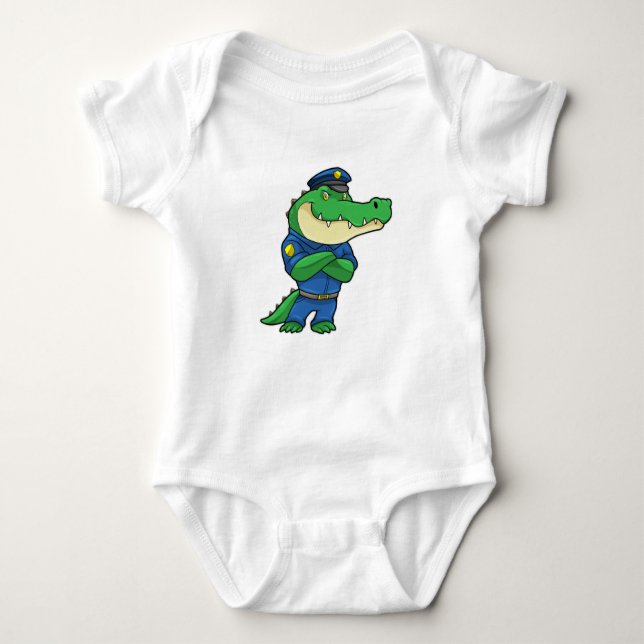 Crocodile as Police officer with Police uniform Baby Bodysuit (Front)