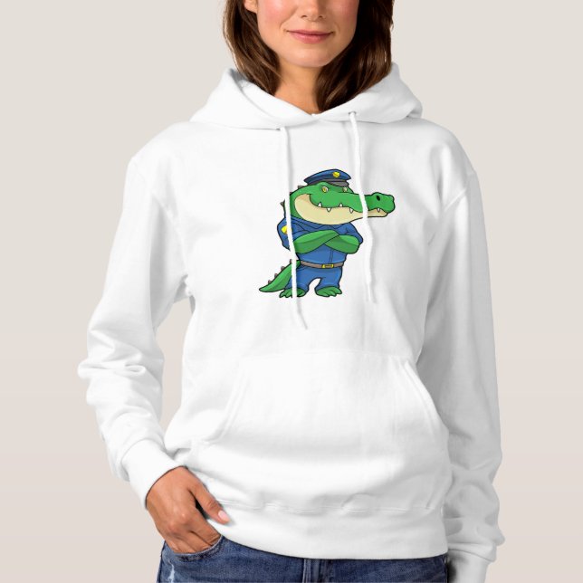 Crocodile as Police officer with Police uniform Hoodie (Front)