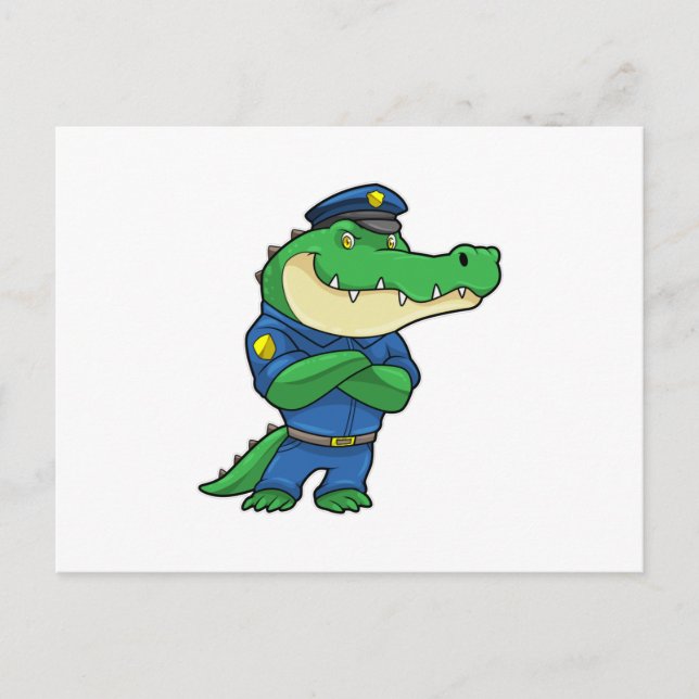 Crocodile as Police officer with Police uniform Postcard (Front)
