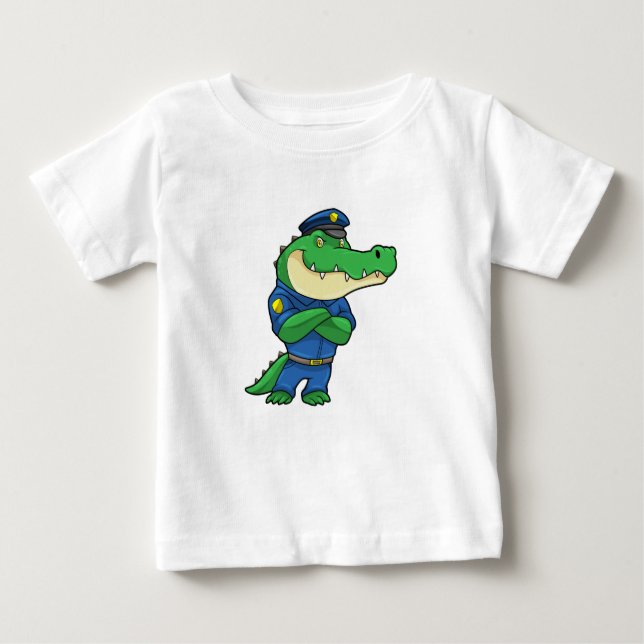Crocodile as Police officer with Uniform Baby T-Shirt (Front)