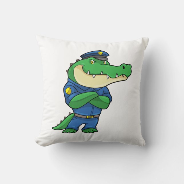 Crocodile as Police officer with Uniform Cushion (Front)