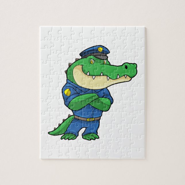 Crocodile as Police officer with Uniform Jigsaw Puzzle (Vertical)