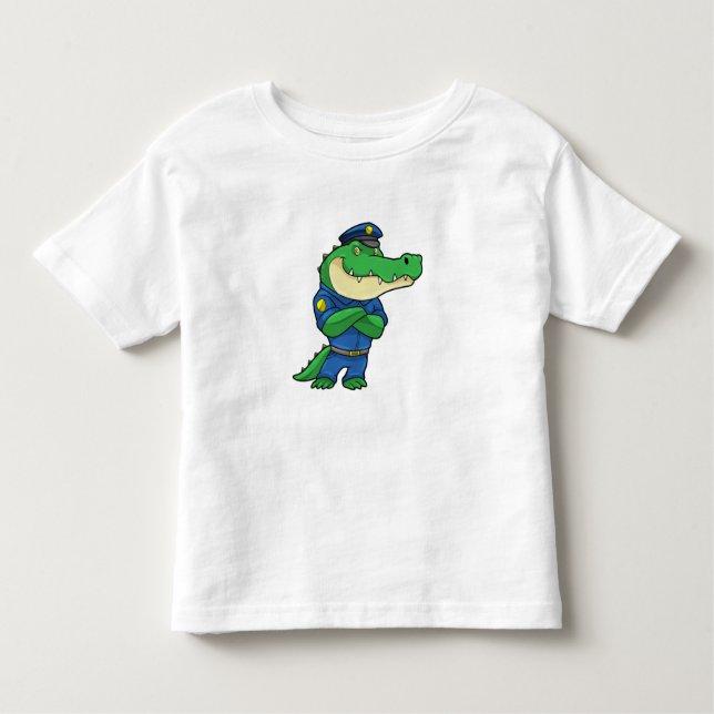 Crocodile as Police officer with Uniform Toddler T-Shirt (Front)