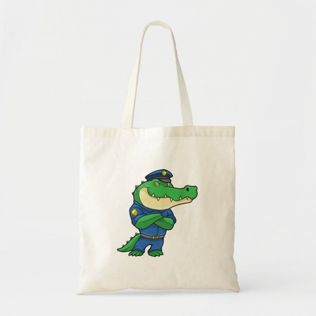 Crocodile as Police officer with Uniform Tote Bag (Front)