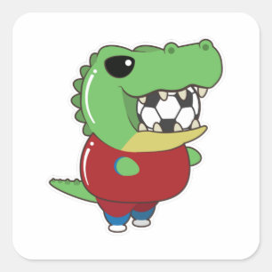 Crocodile as Soccer player with Soccer ball Square Sticker