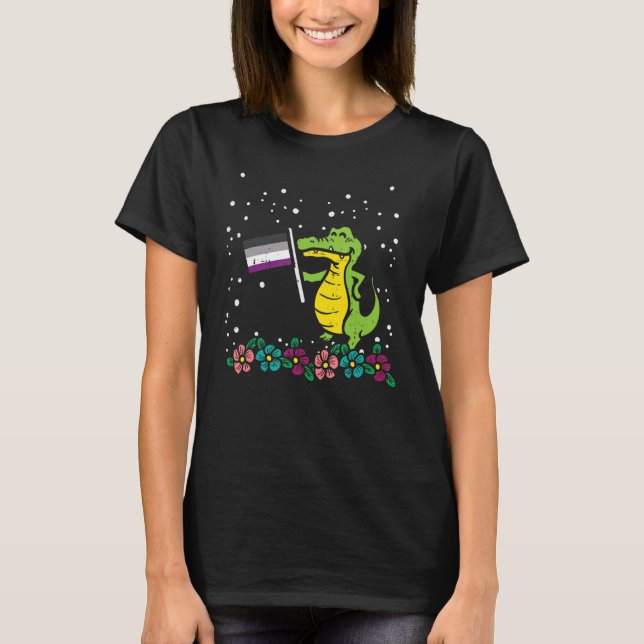 Crocodile Asexual Flag  Animal Ace Pride Lgbtq Wom T-Shirt (Front)