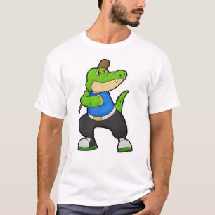 Crocodile at Baseball with Baseball bat T-Shirt