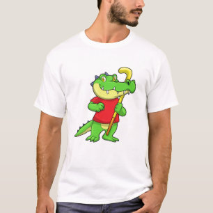 Crocodile at Field hockey with Hockey stick T-Shirt