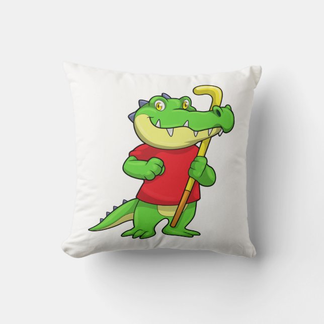 Crocodile at Field hockey with Stick Cushion (Front)