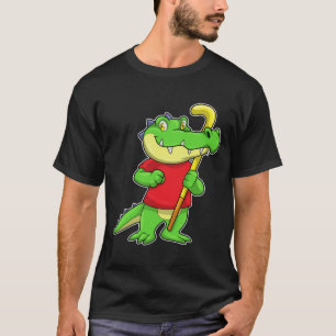 Crocodile at Field hockey with Stick T-Shirt